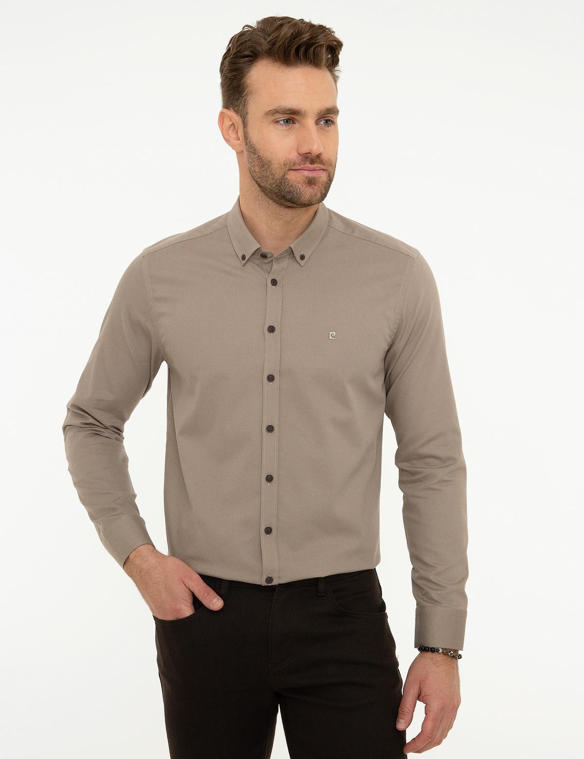 Bej Slim Fit Gömlek