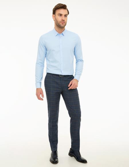 Açık Mavi Slim Fit Armürlü Gömlek - 50209661013