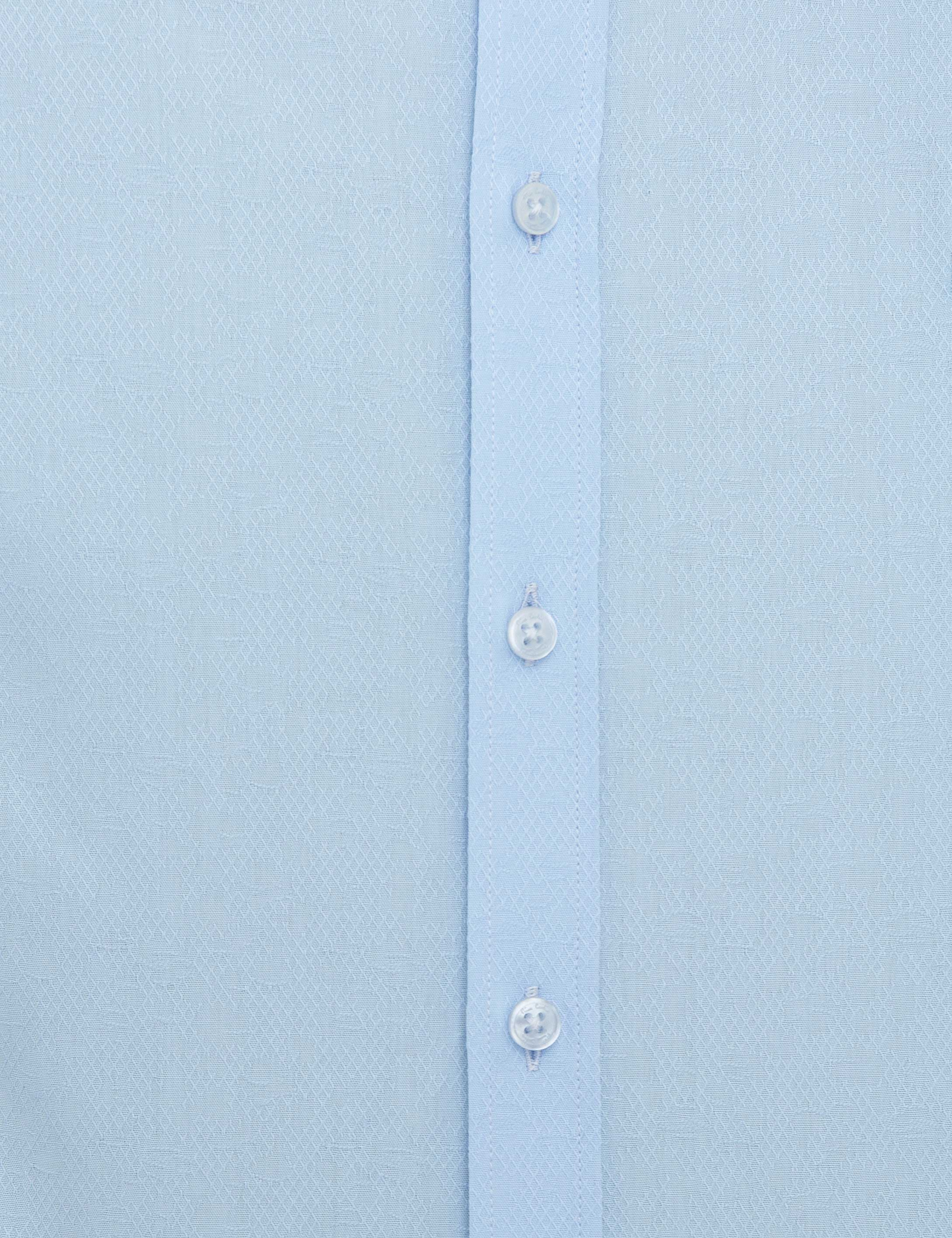 Açık Mavi Slim Fit Armürlü Gömlek - Image 6