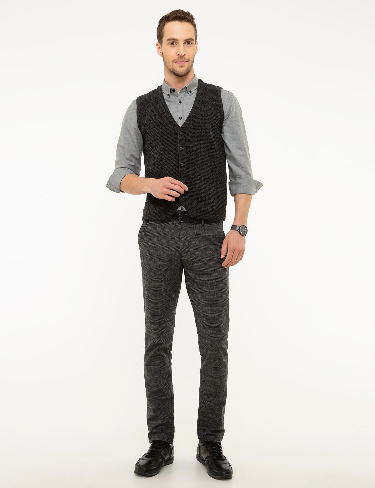 Gri Slim Fit Chino Pantolon