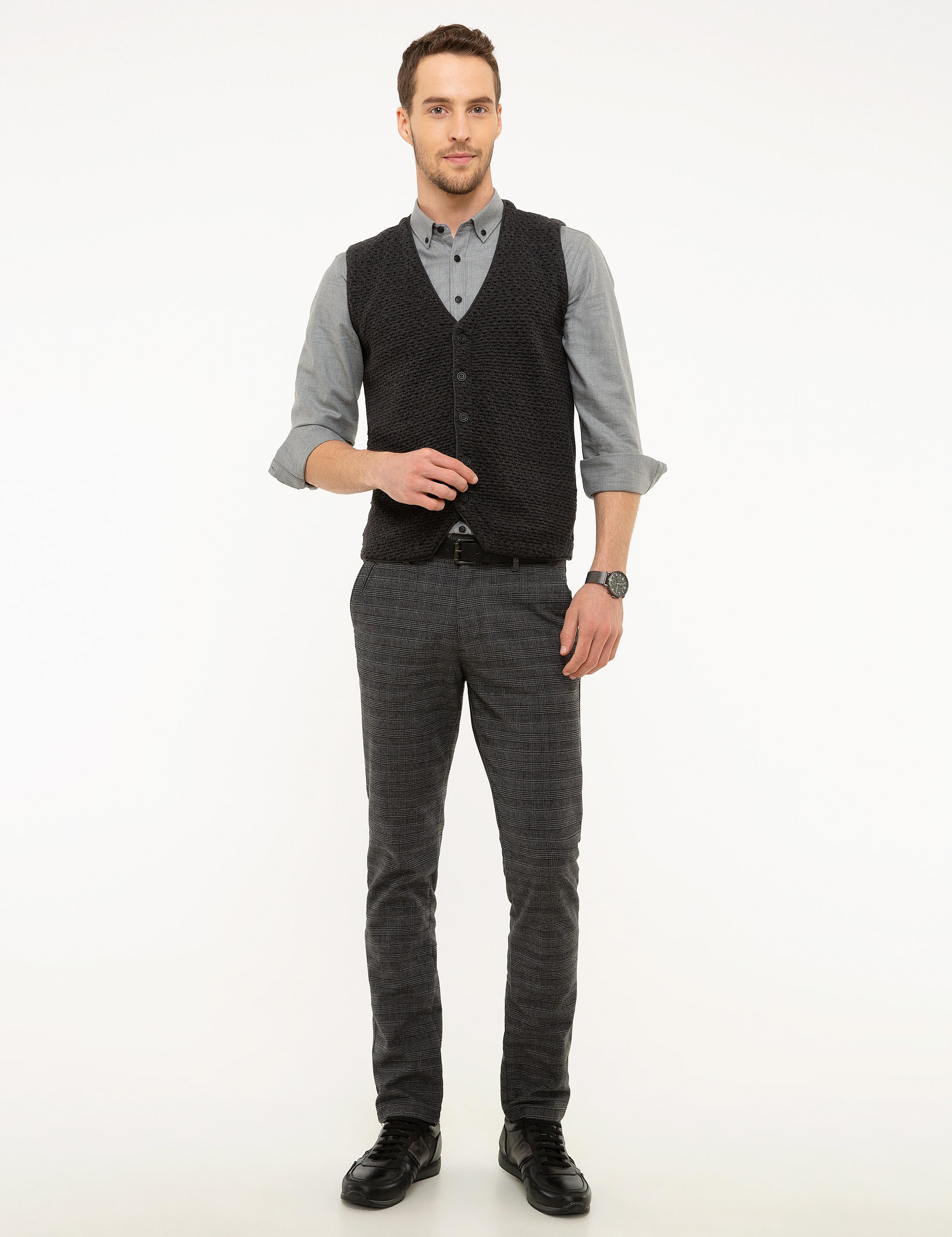 Gri Slim Fit Chino Pantolon