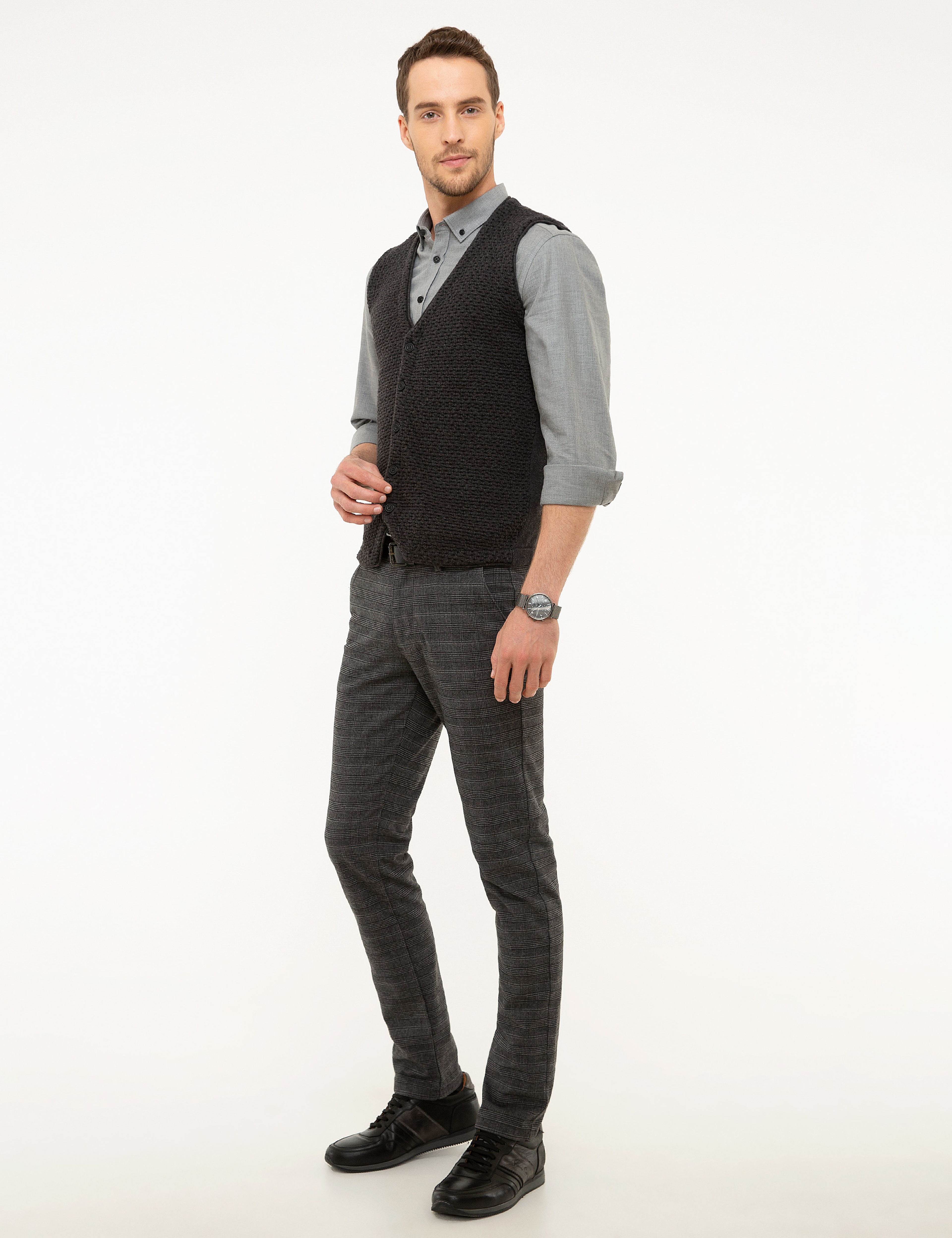 Gri Slim Fit Chino Pantolon