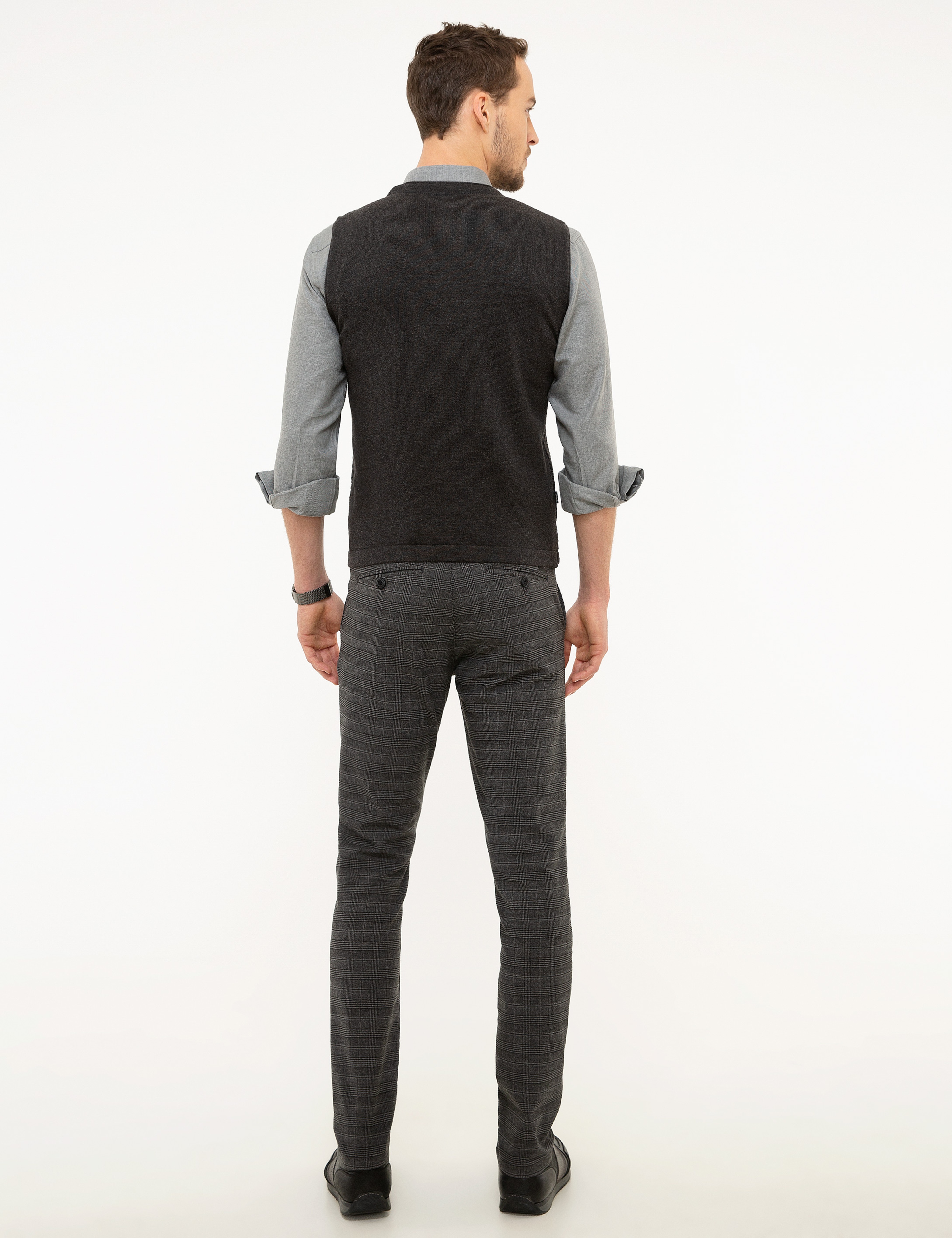 Gri Slim Fit Chino Pantolon - Image 3