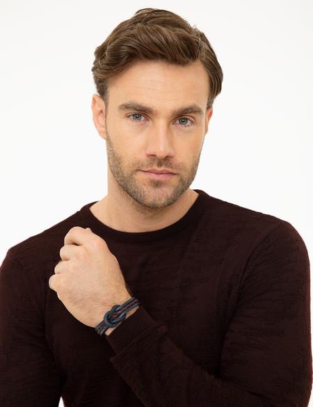 Bordo Slim Fit Bisiklet Yaka Triko Kazak - 50209911005