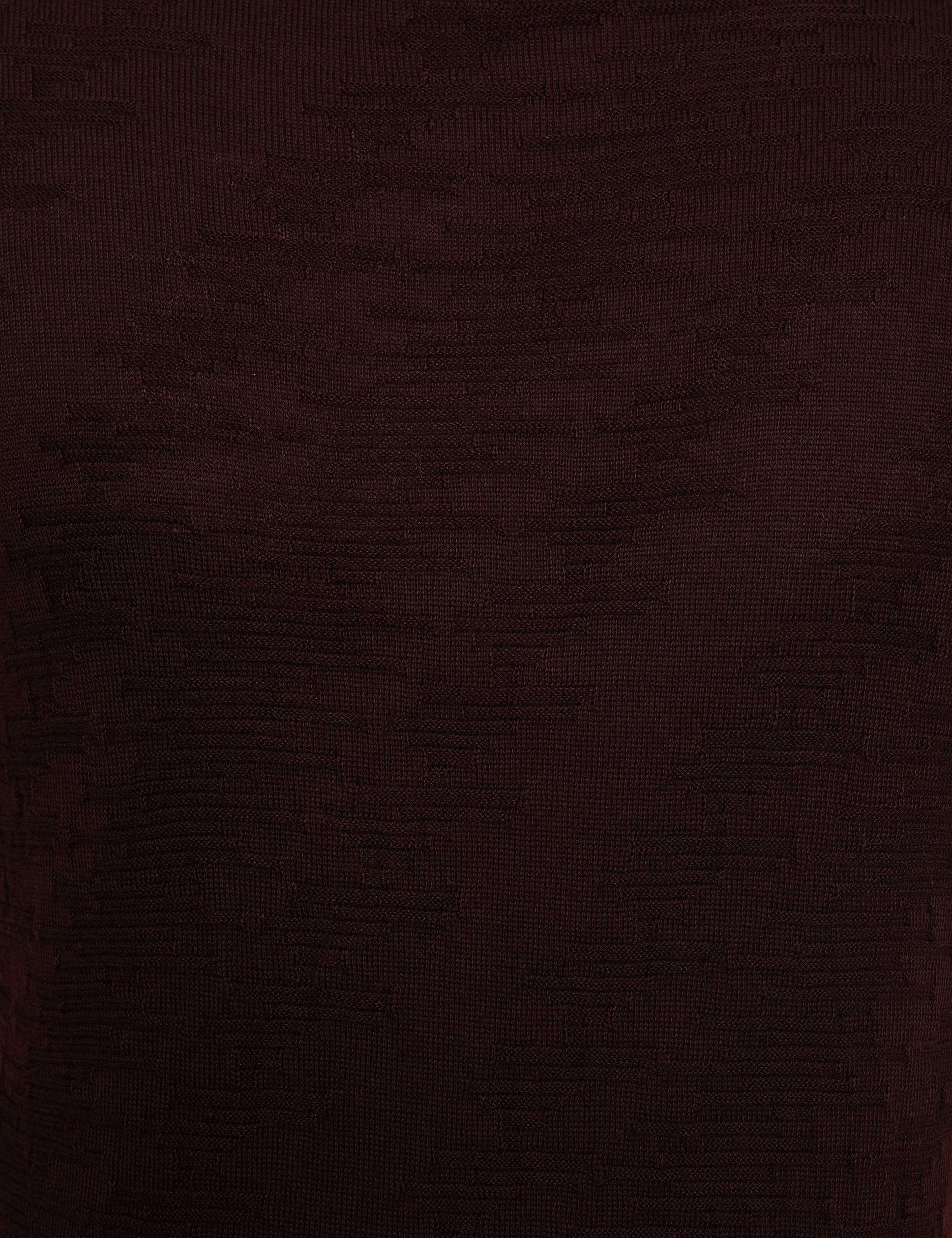 Bordo Slim Fit Bisiklet Yaka Yün Karışımlı Triko Kazak - Image 6