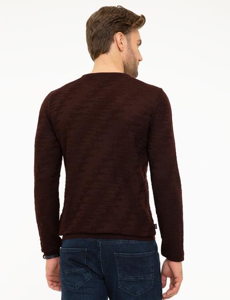 Bordo Slim Fit Bisiklet Yaka Triko Kazak - 50209911005