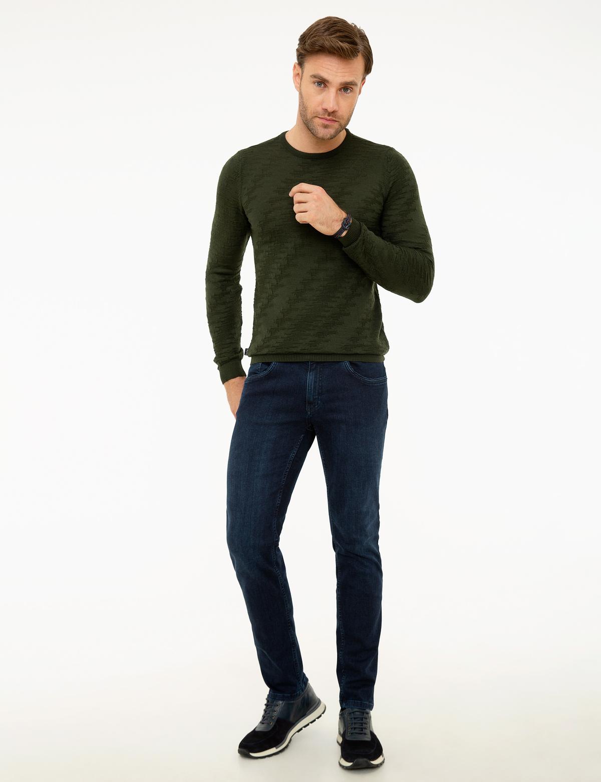 Koyu Yeşil Slim Fit Kazak - 50209911055