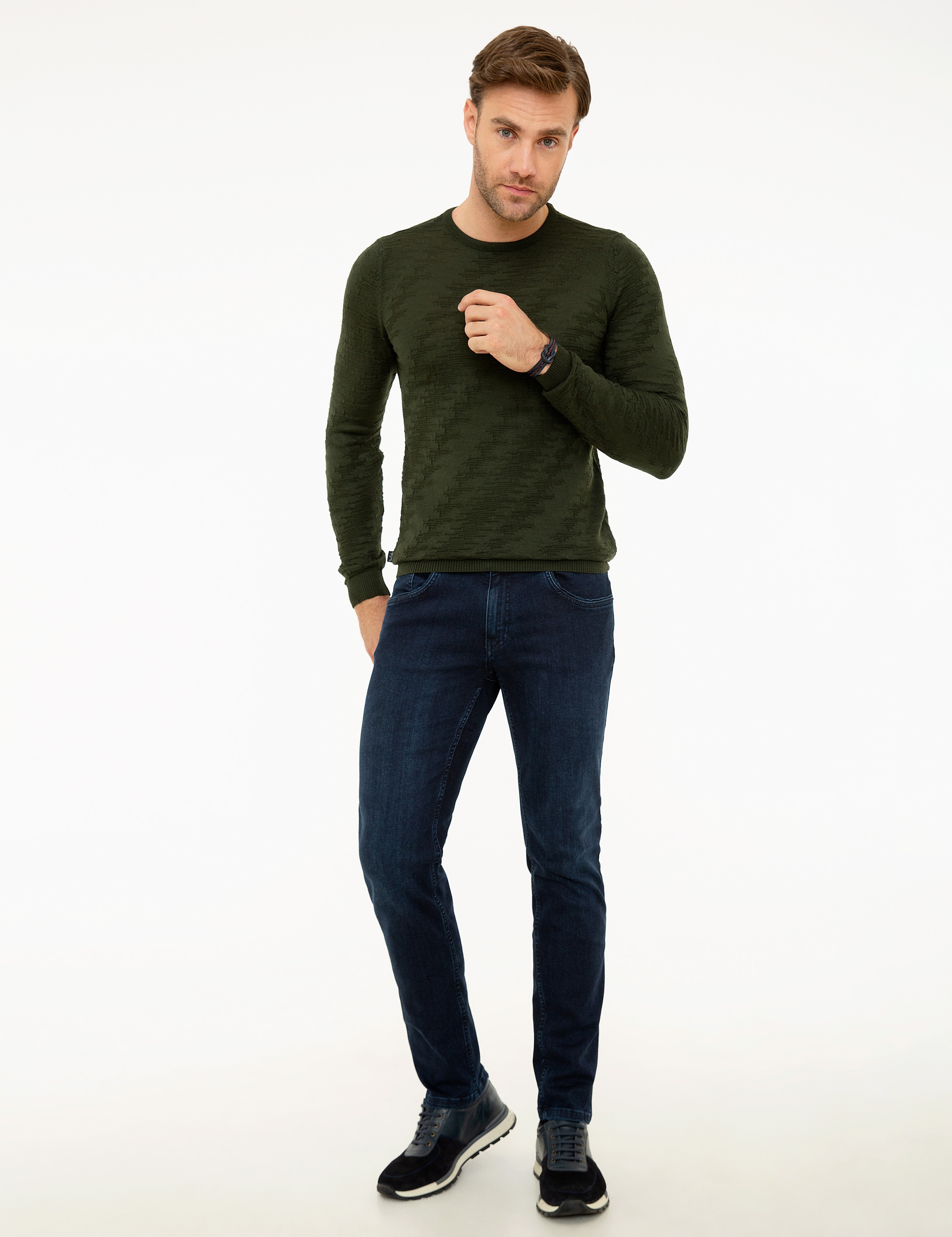 Koyu Yeşil Slim Fit Kazak - Image 5