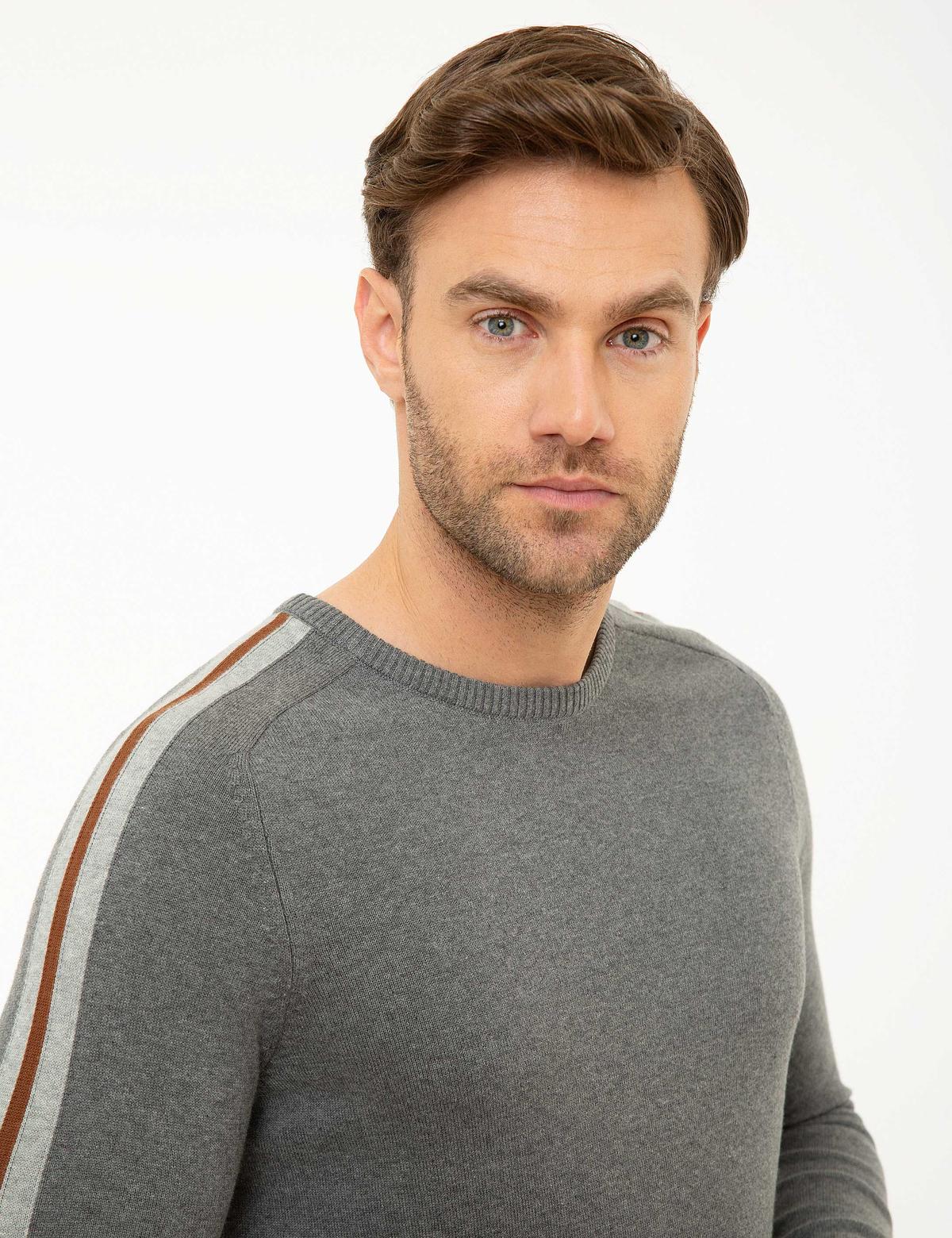 Gri Melanj Slim Fit Triko Kazak - 50209922054