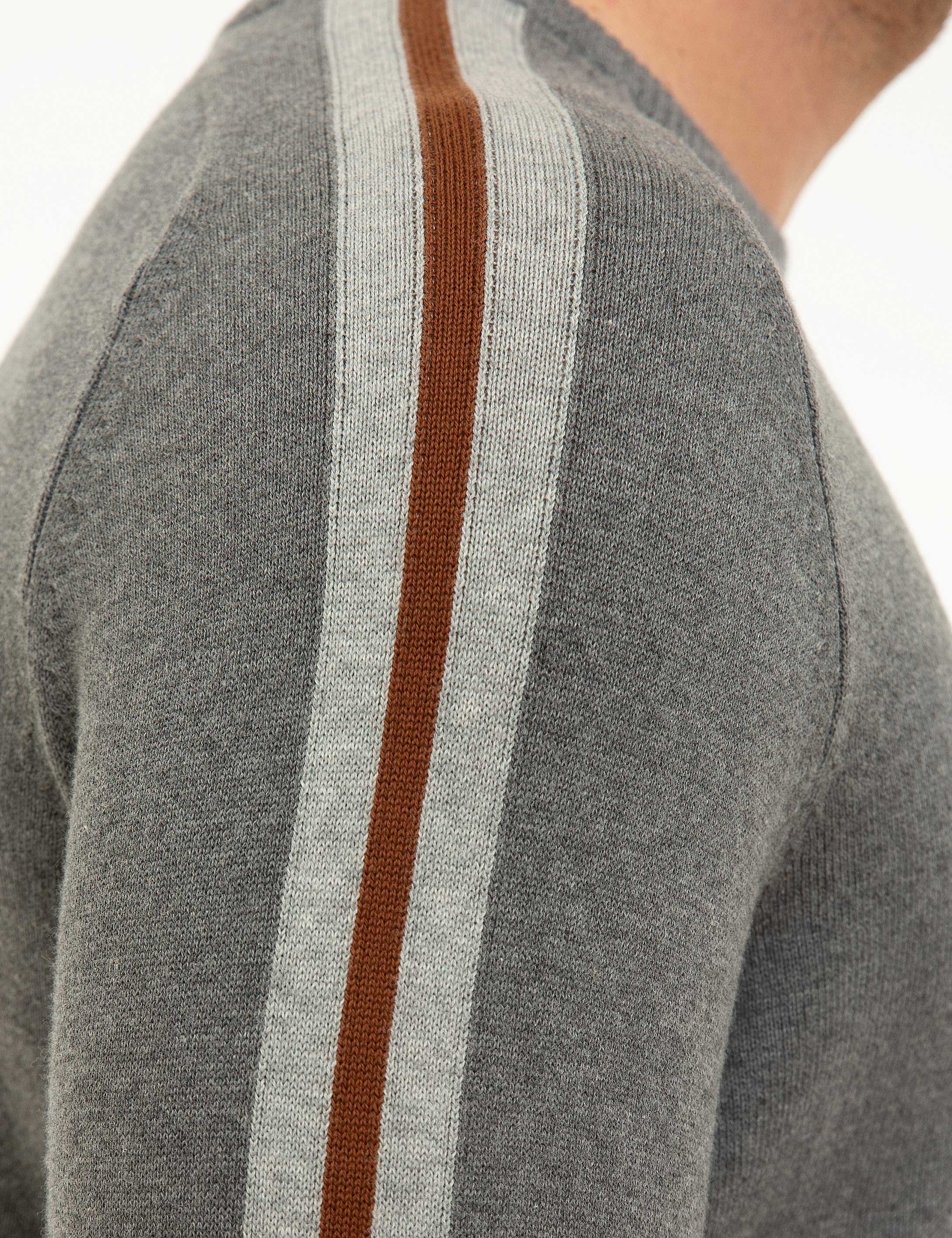 Gri Melanj Slim Fit Triko Kazak
