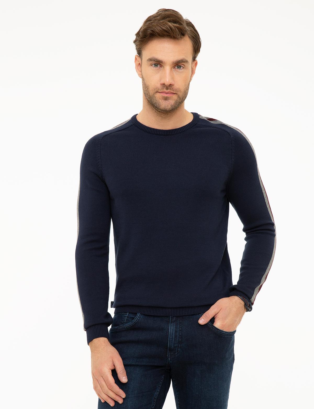 Koyu Lacivert Slim Fit Triko Kazak - 50209922064