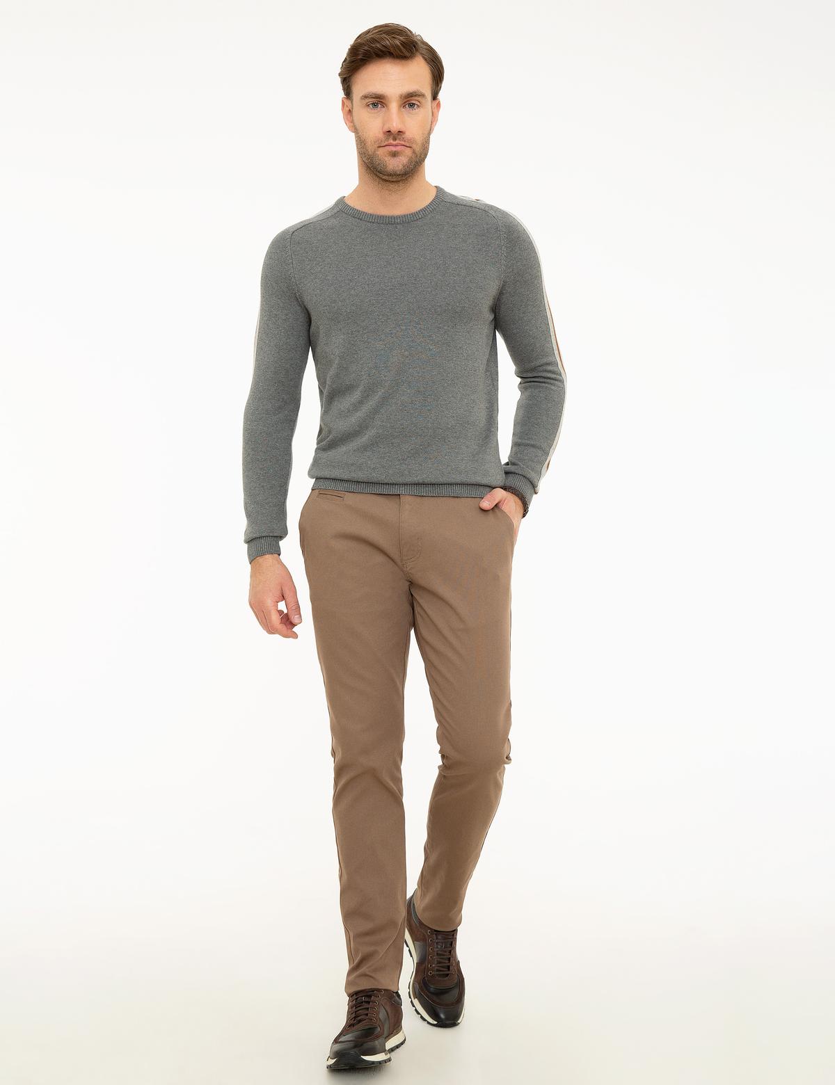 Gri Melanj Slim Fit Triko Kazak - 50209922054