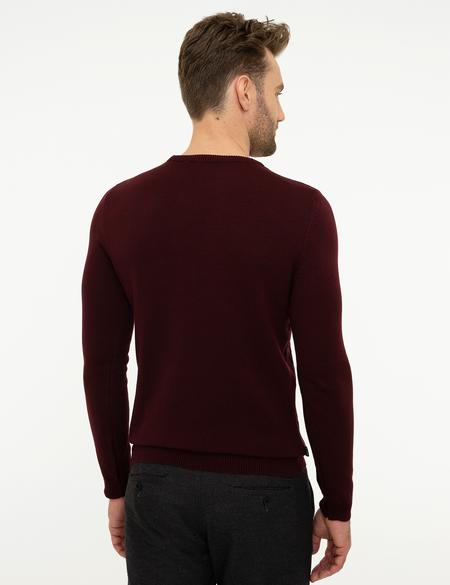 Bordo Slim Fit Bisiklet Yaka Triko Kazak - 50209941004