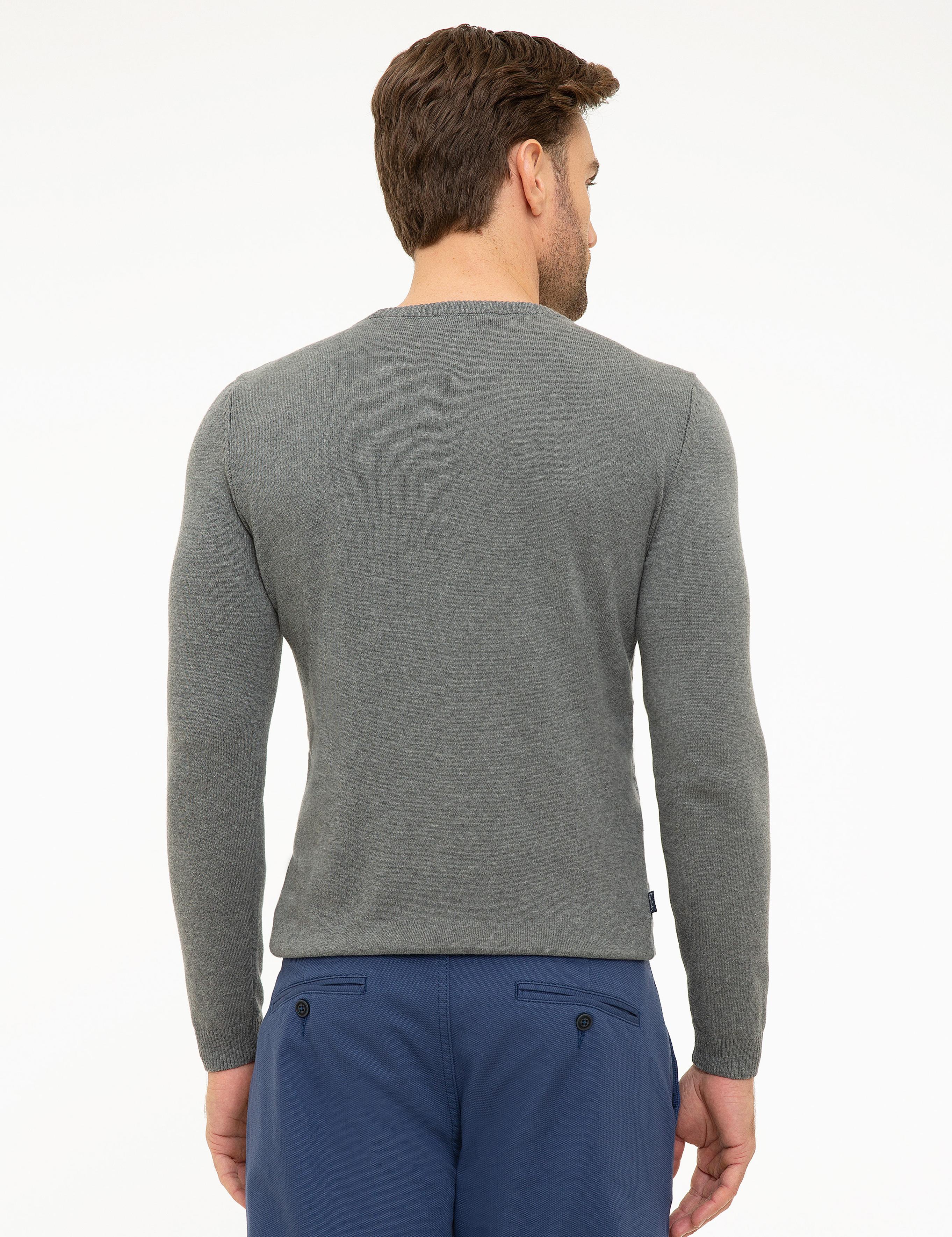 Gri Melanj Slim Fit Triko Kazak