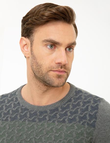 Gri Melanj Slim Fit Triko Kazak - 50209941034