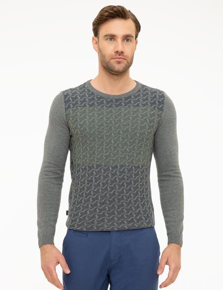 Gri Melanj Slim Fit Triko Kazak - 50209941034