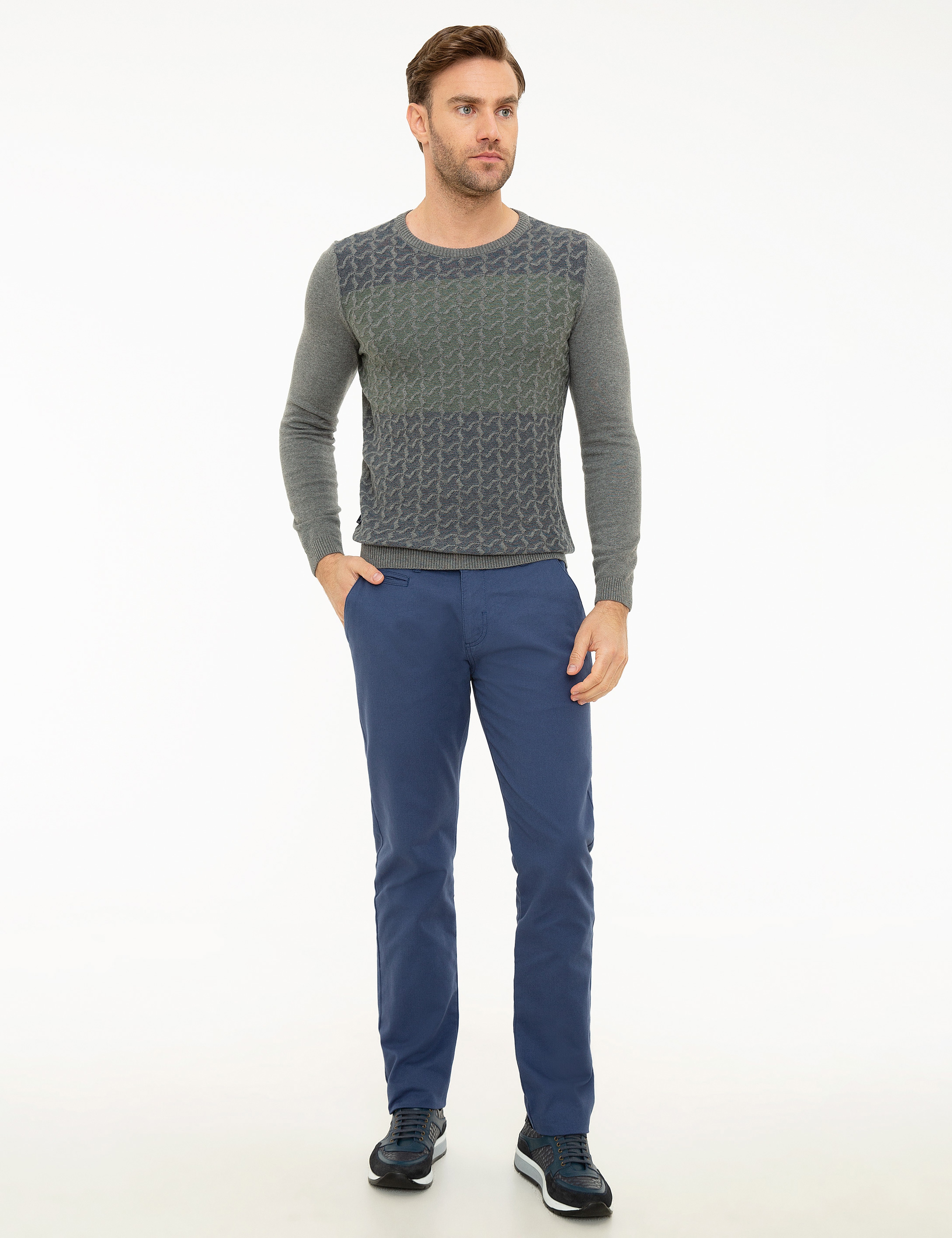 Gri Melanj Slim Fit Kazak