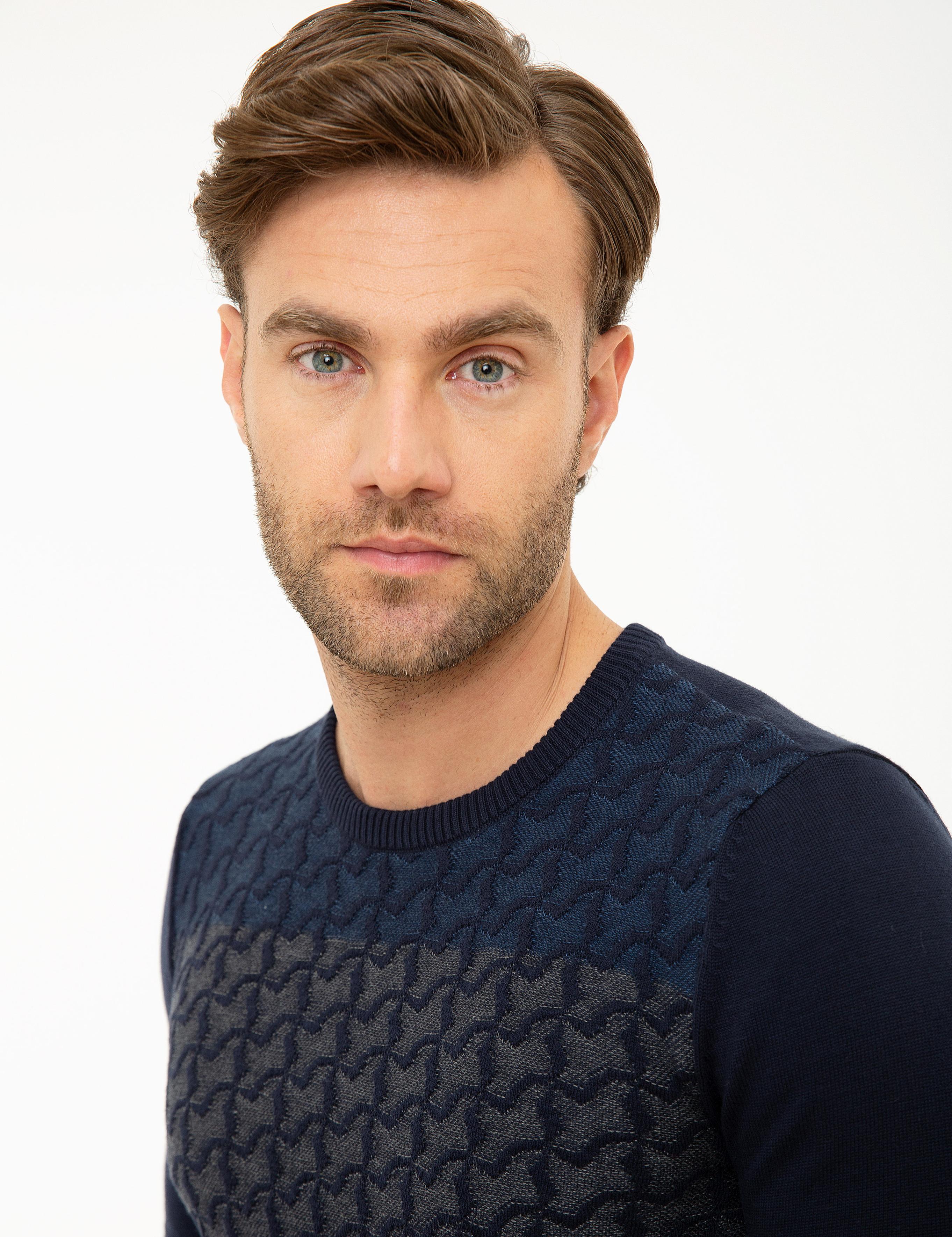 Koyu Lacivert Slim Fit Triko Kazak