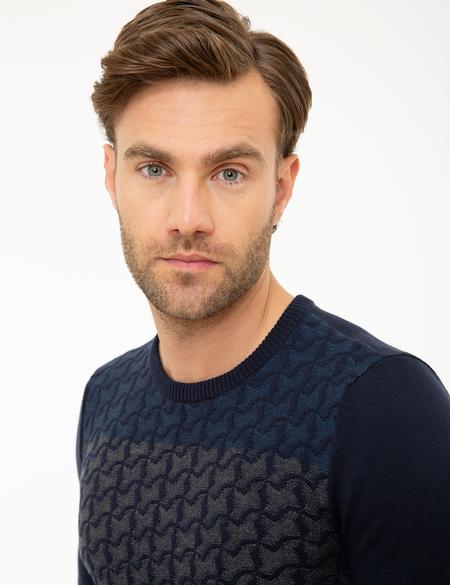 Koyu Lacivert Slim Fit Triko Kazak - 50209941044