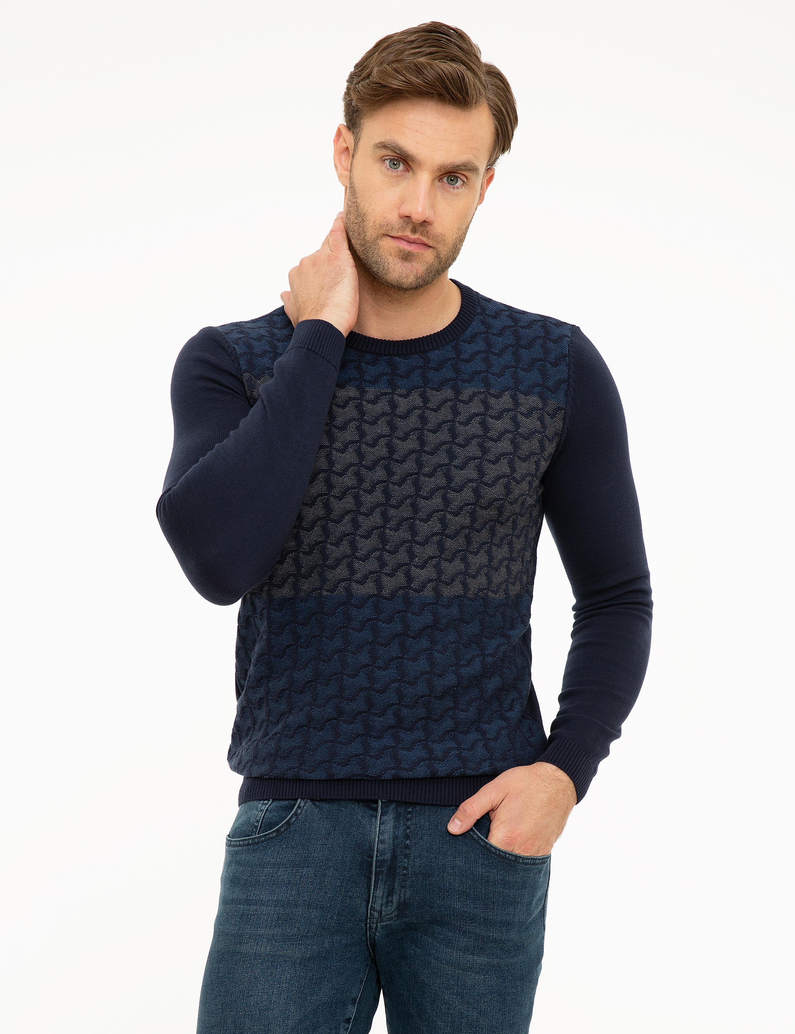 Koyu Lacivert Slim Fit Triko Kazak