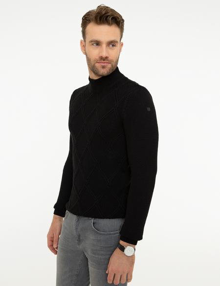 Siyah Slim Fit Triko Kazak - 50209945098