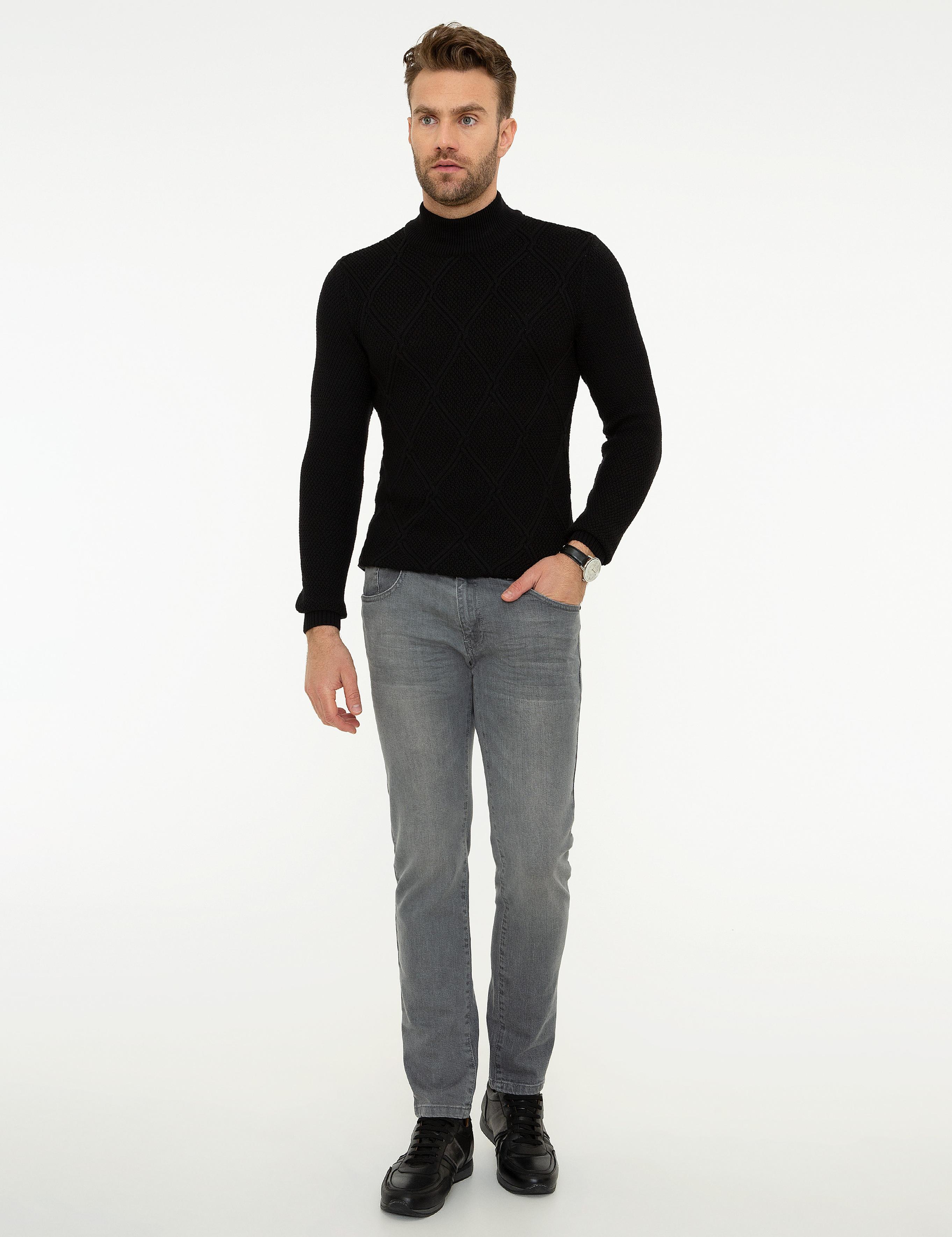 Siyah Slim Fit Triko Kazak