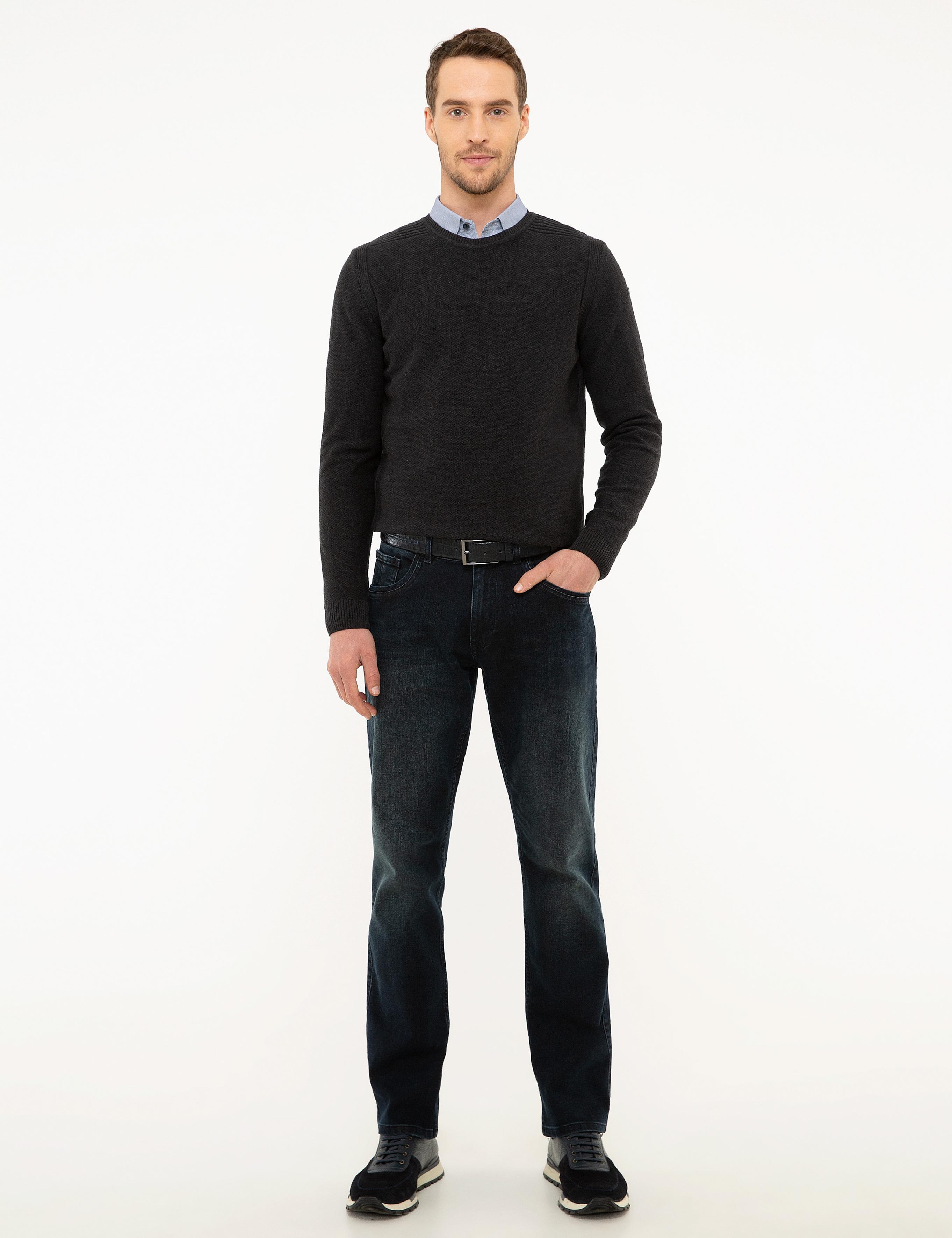 Koyu Lacivert Straight Fit Denim Pantolon