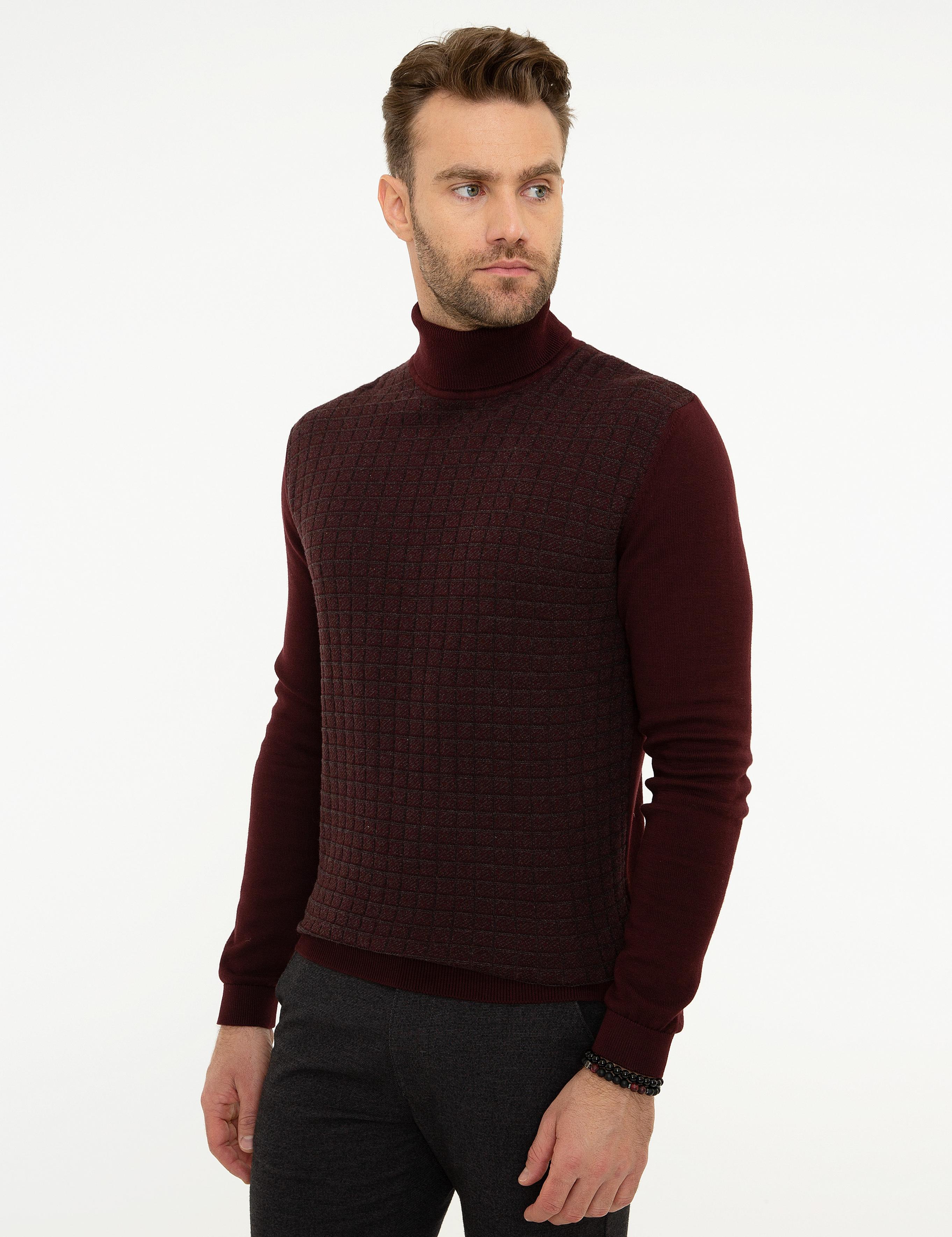 Bordo Slim Fit Triko Kazak