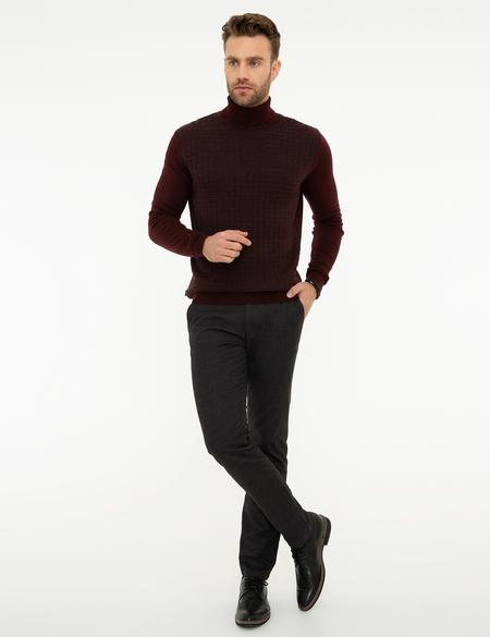 Bordo Slim Fit Triko Kazak - 50210685007