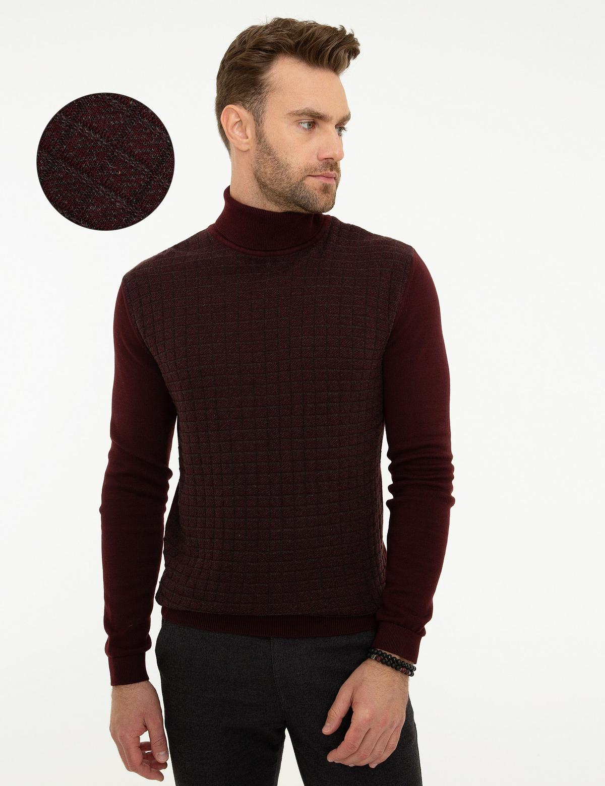 Bordo Slim Fit Triko Kazak