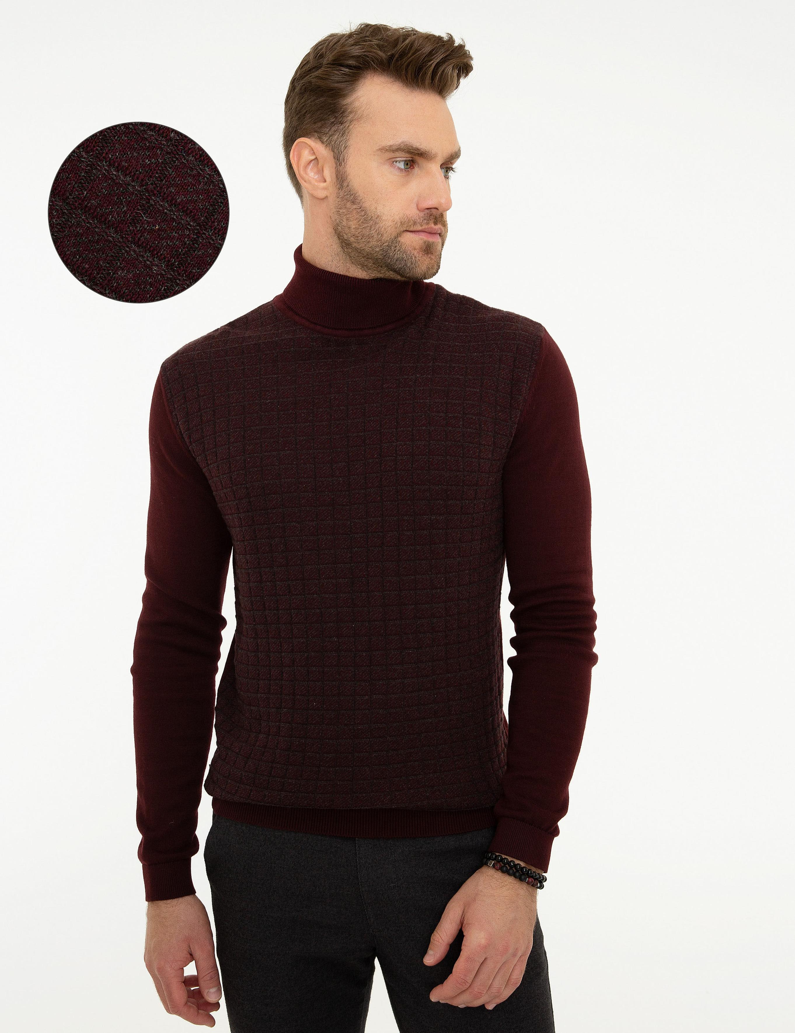 Bordo Slim Fit Triko Kazak