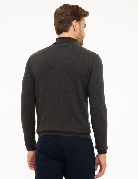Antrasit Melanj Slim Fit Tam Balıkçı Yaka Triko Kazak - 50210685027
