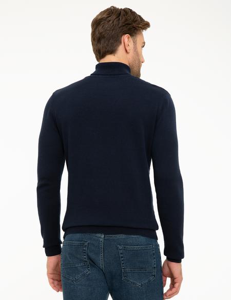 Koyu Lacivert Slim Fit Balıkçı Yaka Triko Kazak - 50210685037