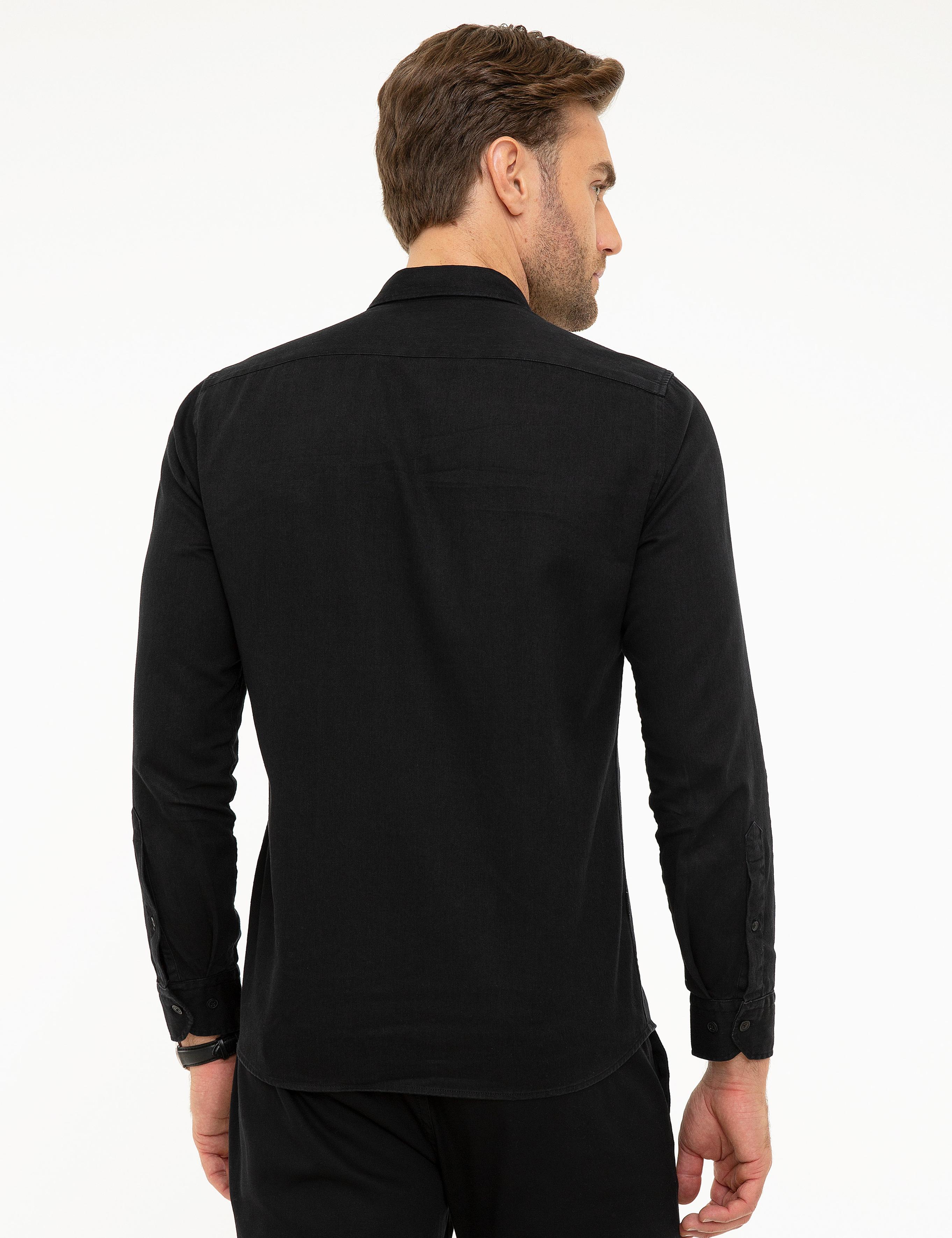 Siyah Slim Fit Uzun Kollu Gömlek