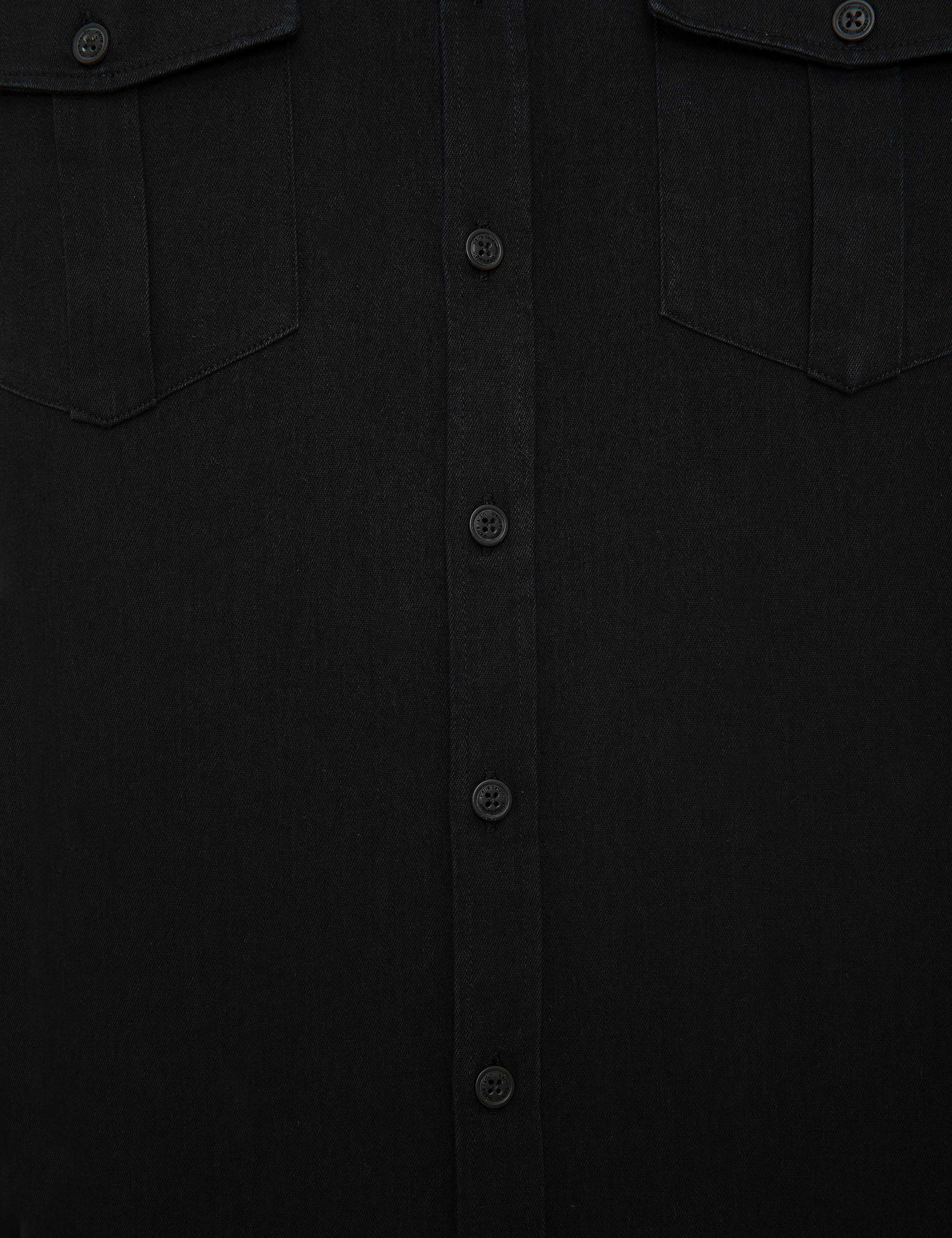 Siyah Slim Fit Uzun Kollu Gömlek - Image 5