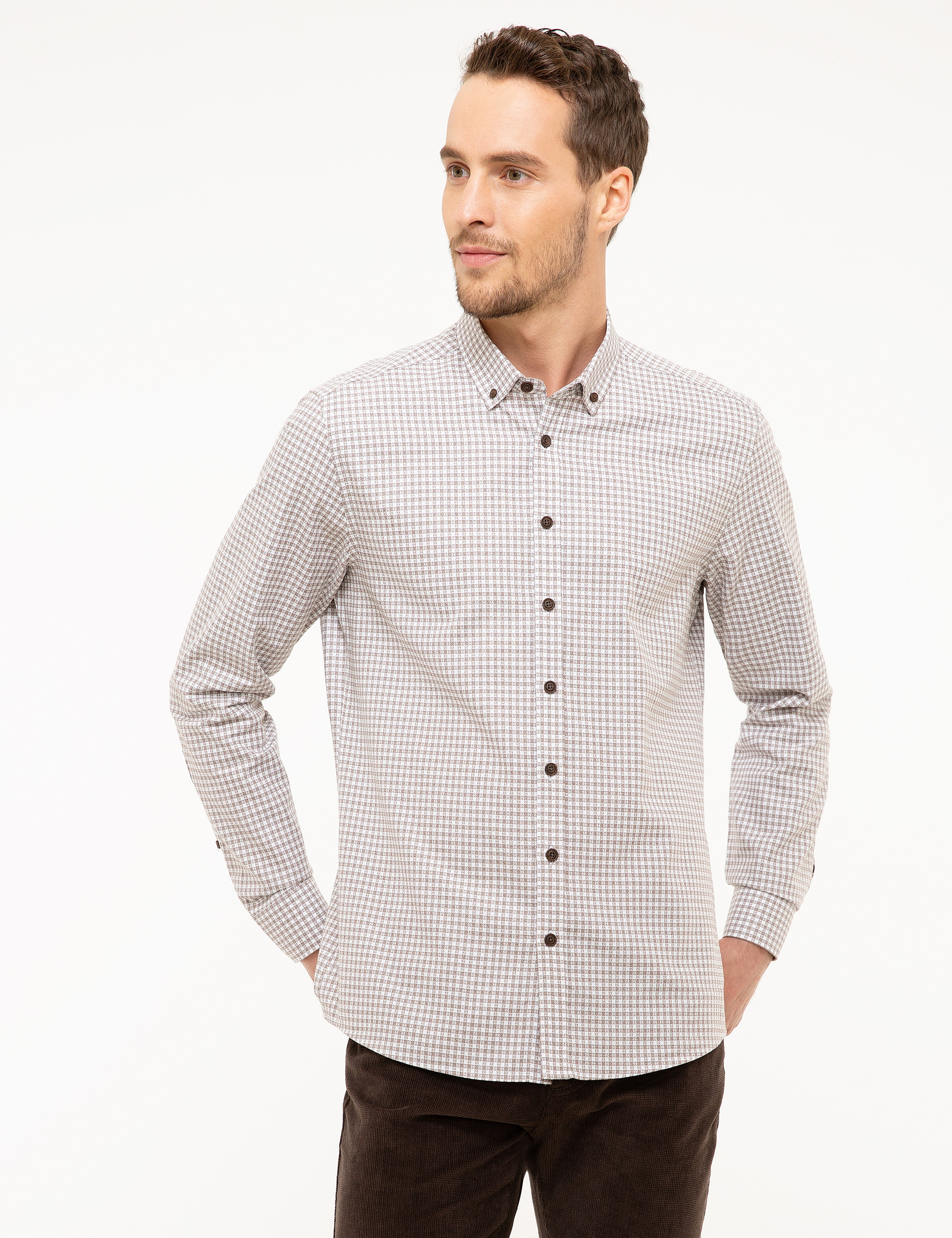Açık Kahverengi Slim Fit Gömlek