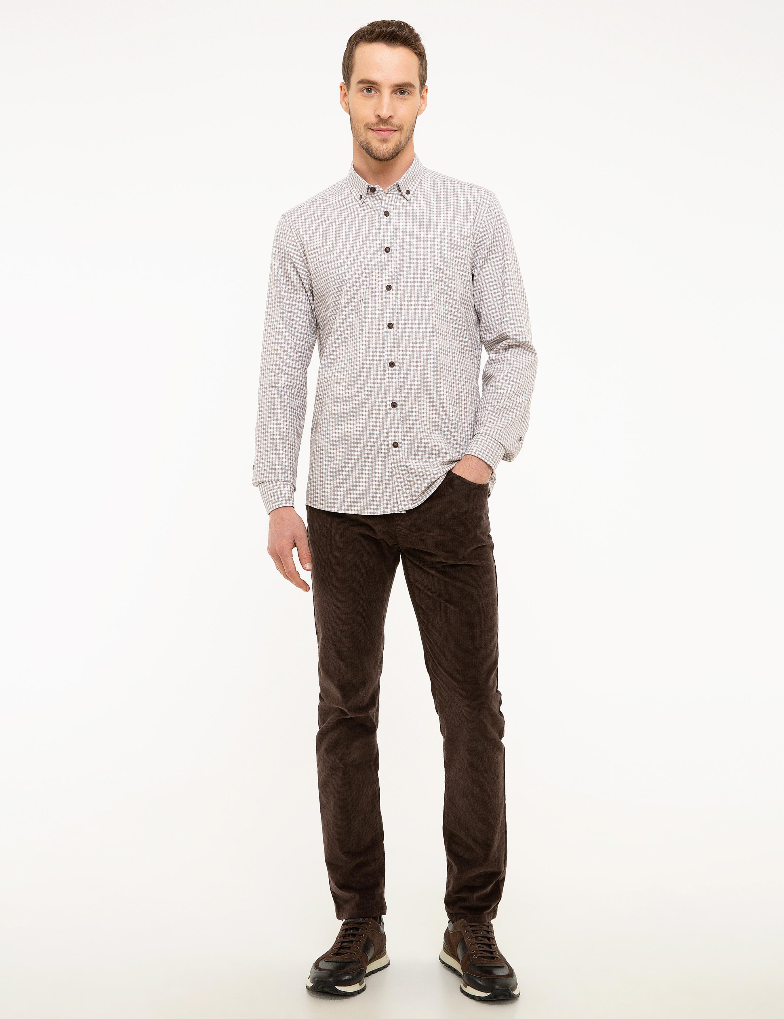 Açık Kahverengi Slim Fit Uzun Kollu Gömlek