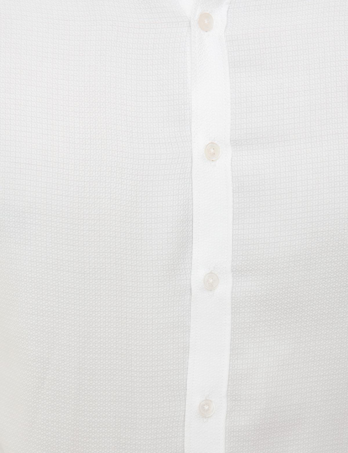 Beyaz Slim Fit Armürlü Gömlek - 50209279006