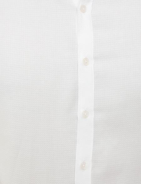 Beyaz Slim Fit Armürlü Gömlek - 50209279006