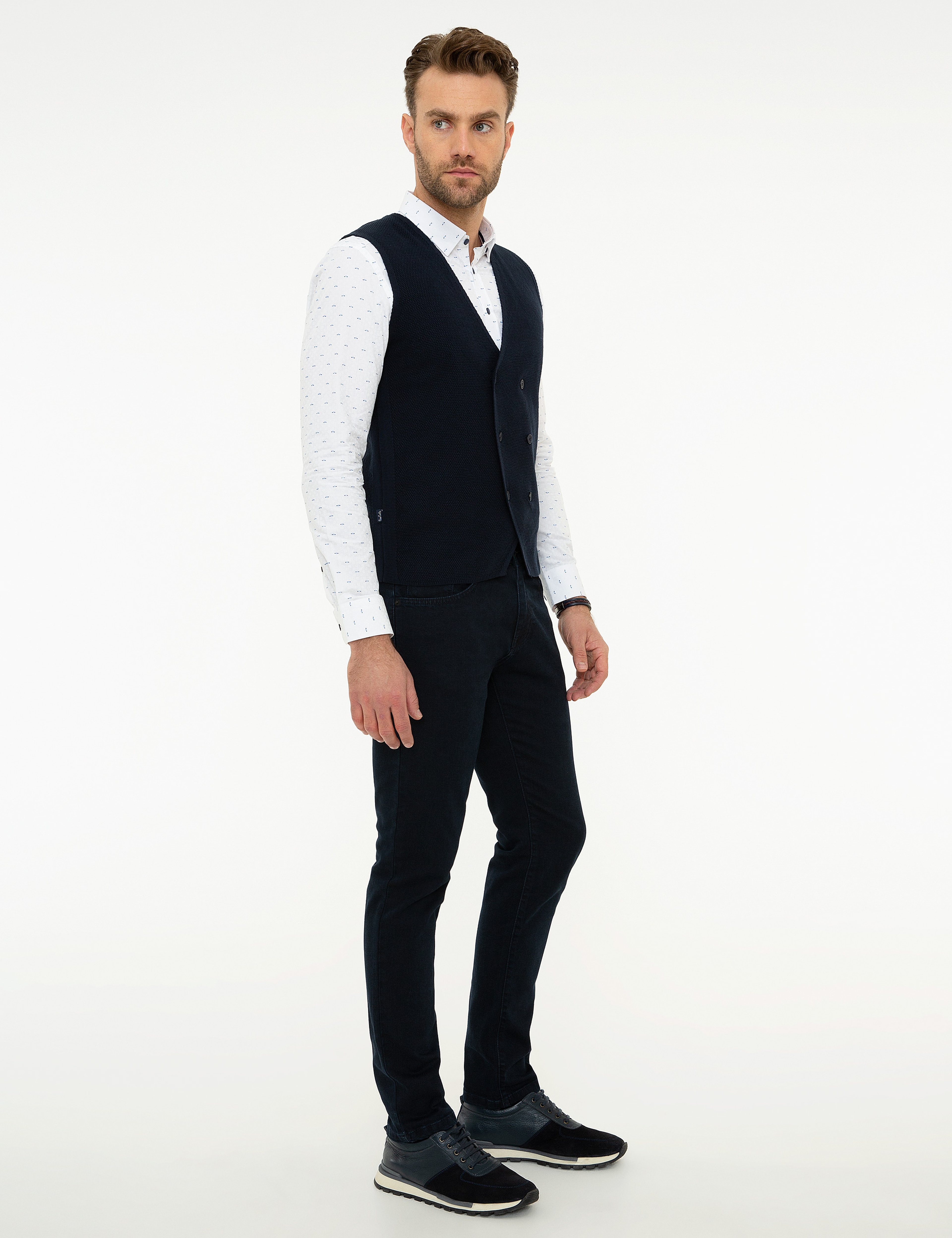 Lacivert Slim Fit Jean Pantolon