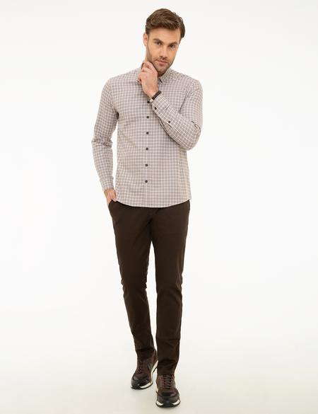 Kahverengi Slim Fit Uzun Kollu Gömlek - 50209284001