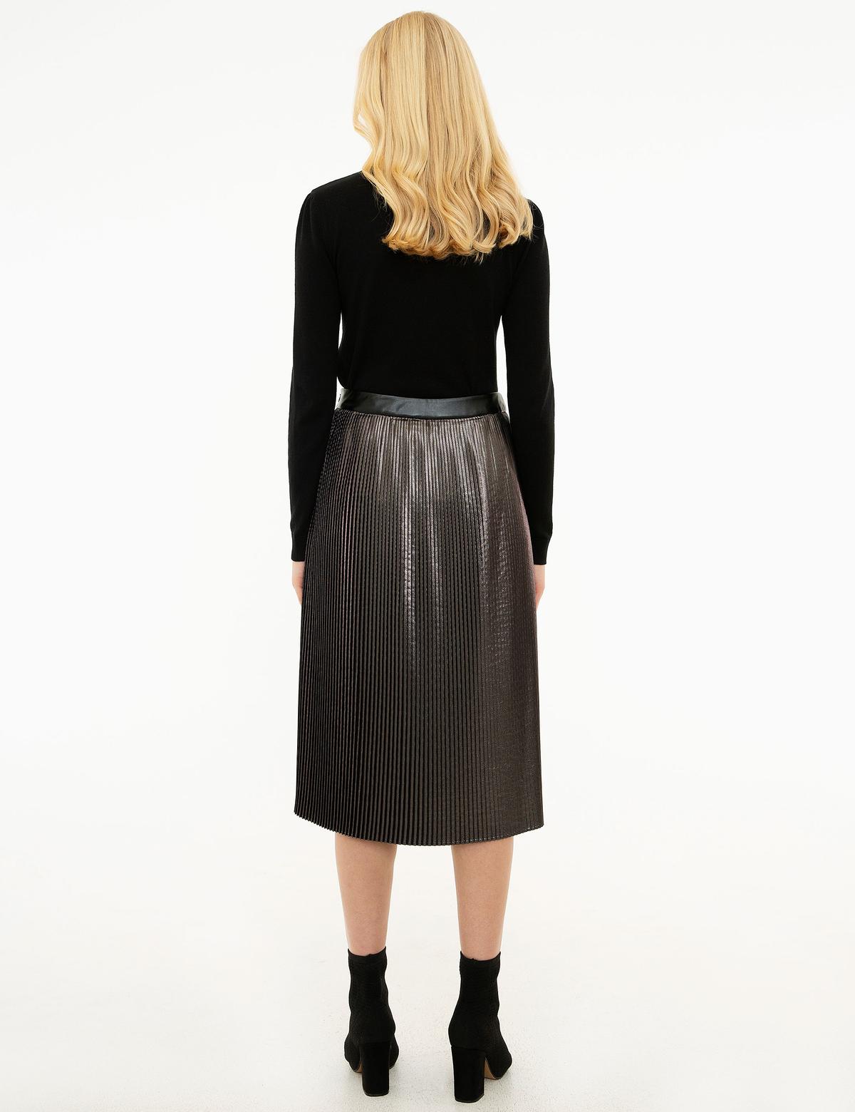 Koyu Gri Dokuma Etek - 50209375036