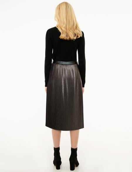 Koyu Gri Dokuma Etek - 50209375036