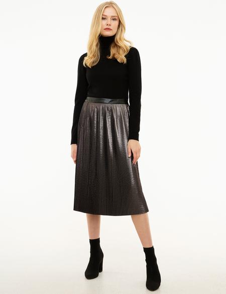 Koyu Gri Dokuma Etek - 50209375036