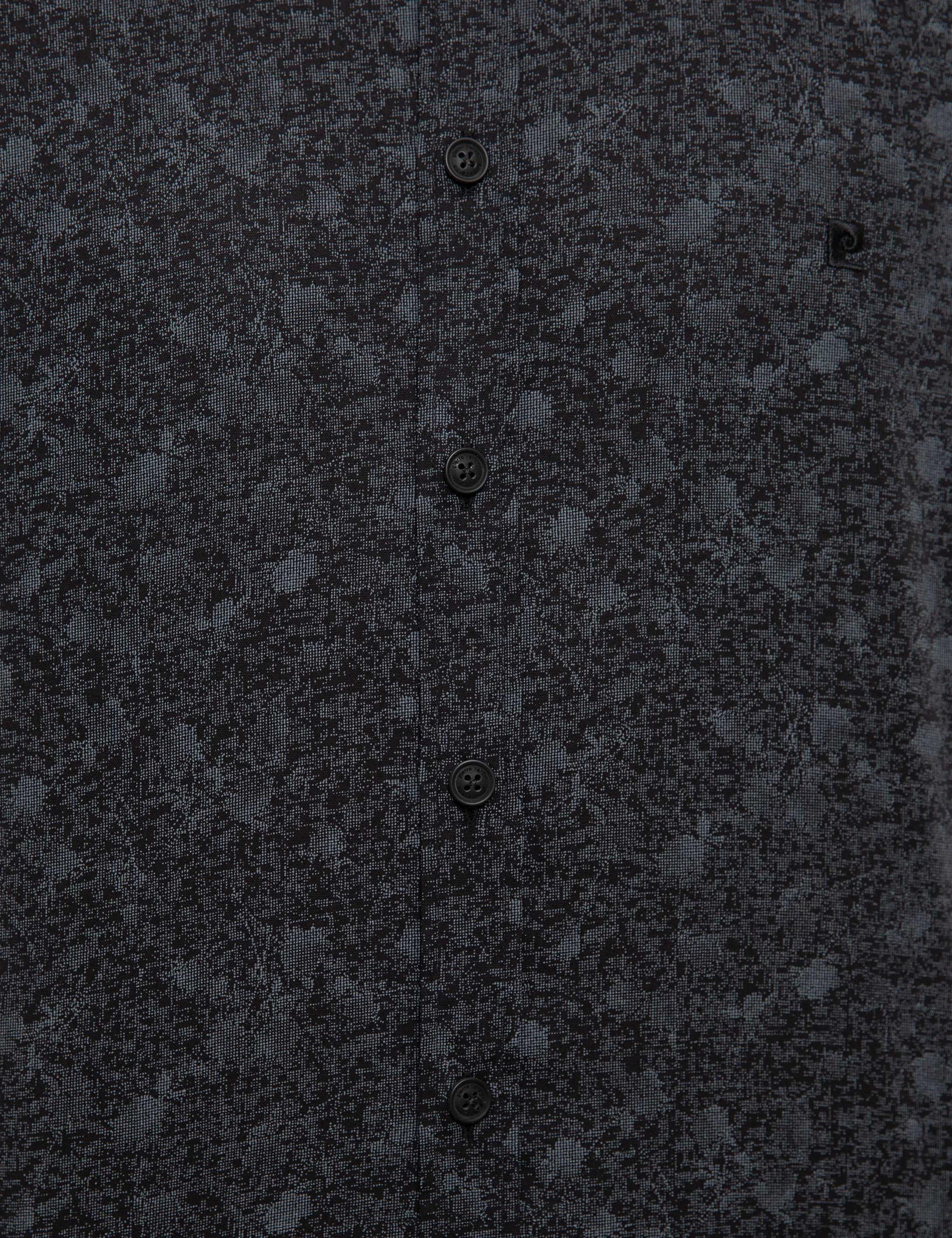 Gri Detaylı Koyu Lacivert Slim Fit Gömlek