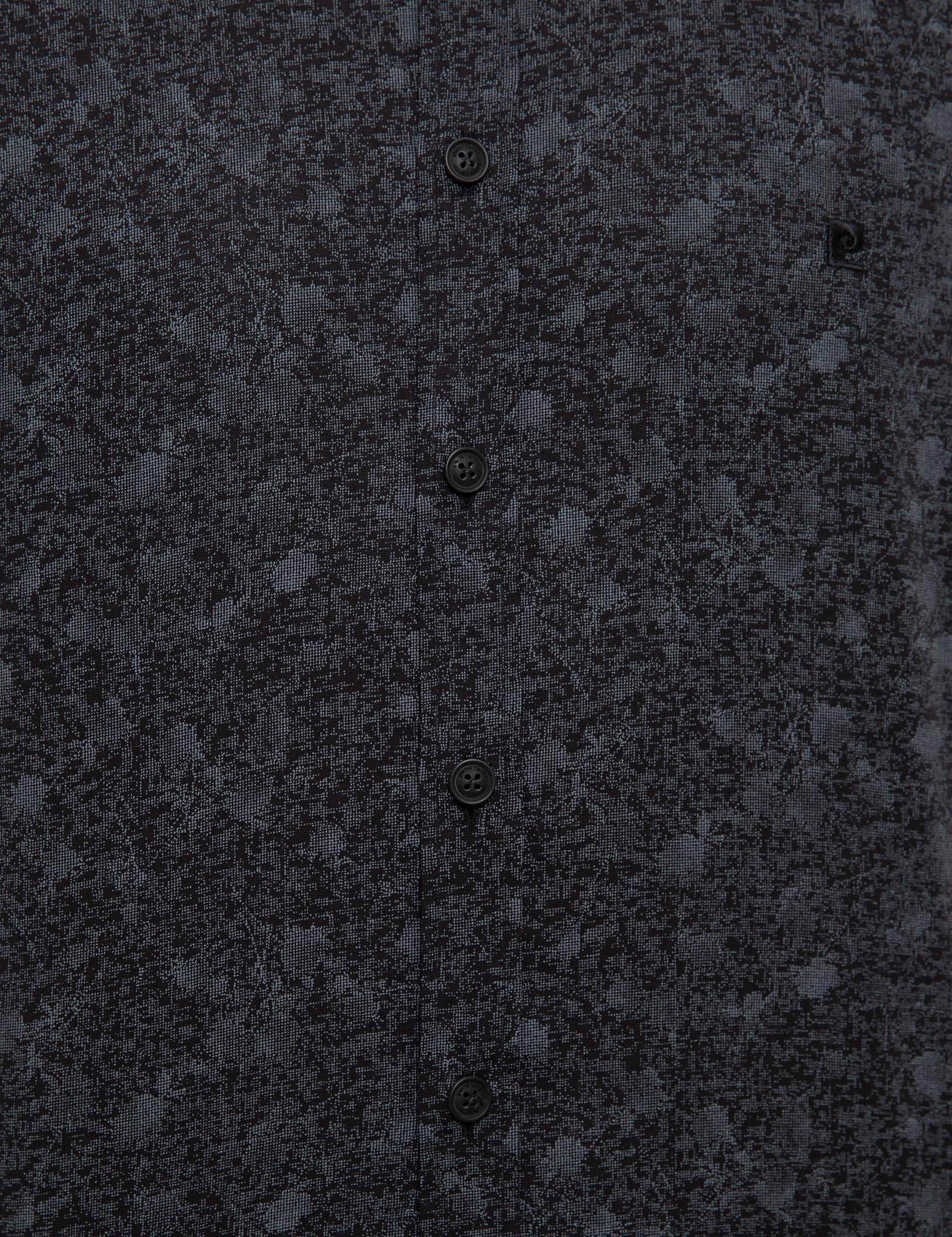 Gri Detaylı Koyu Lacivert Slim Fit Gömlek - Image 6