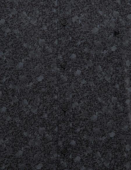 Gri Detaylı Koyu Lacivert Slim Fit Gömlek - 50209584001