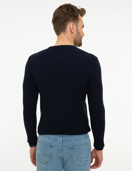 Koyu Lacivert Slim Fit Bisiklet Yaka Triko Kazak - 50210690044