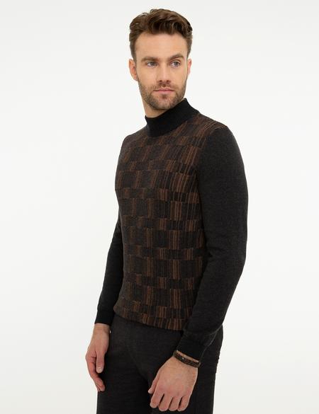 Antrasit Melanj Slim Fit Triko Kazak - 50210691035