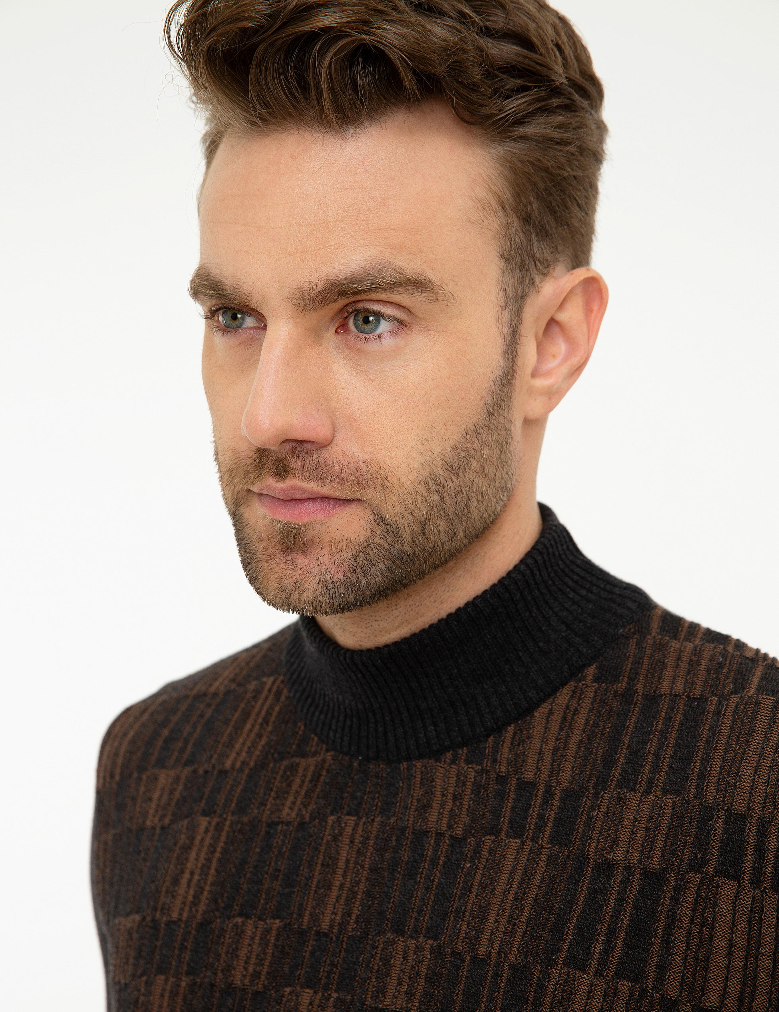 Antrasit Melanj Slim Fit Triko Kazak